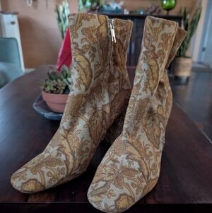 Sam Edelman Gold Paisley Ankle Boots